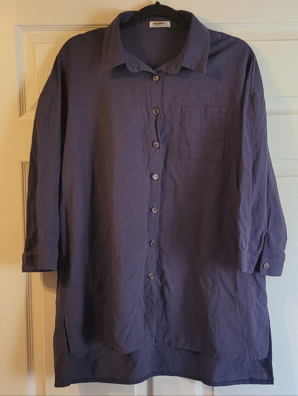 Zeagoo Navy Button Front Tunic Shirt. Size XL